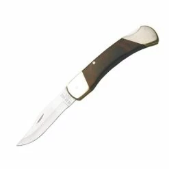 Bear & Son Cutlery 297BBR Professional Lockback, Rosewood Handles, Brass Bolster, Leather Sheath