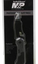 Schrade Smith & Wesson M&P Tactical Police Magic Assisted Opening Black Scooped Back Drop Point Pocket Knife SWMP1BCP