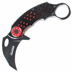 Tac-Force Karambit Tactical Assisted Opening Folding Knife, Black & Red