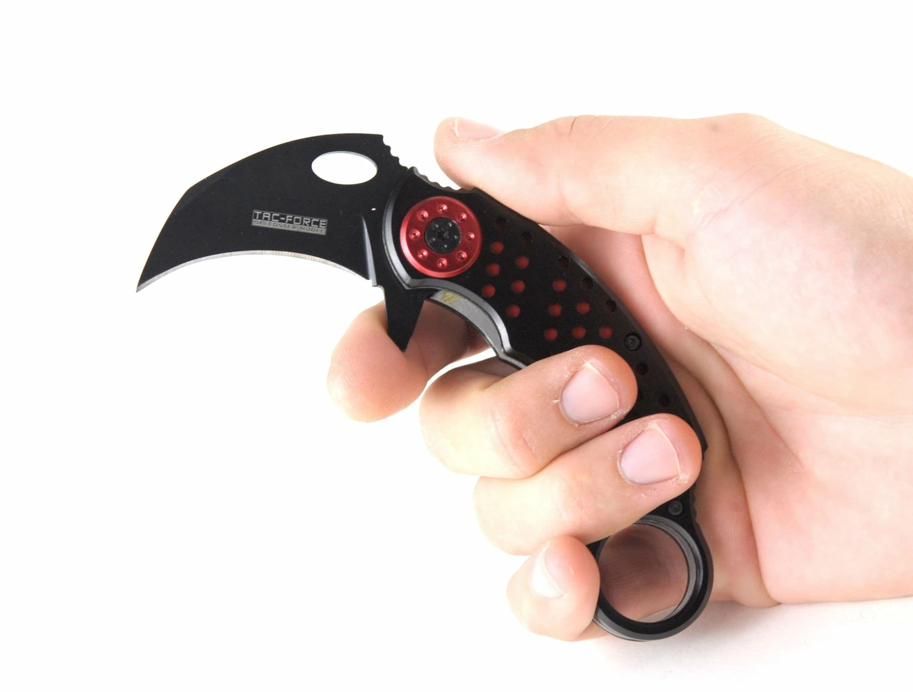 Tac-Force Karambit Tactical Assisted Opening Folding Knife, Black & Red - Image 4