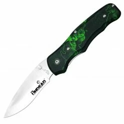 Bear & Son Cutlery Undead Rancor, Black/Green Handle, Satin, Plain