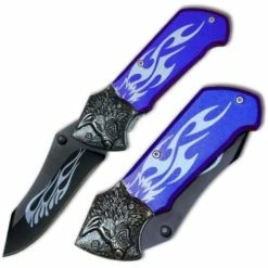 Knife Depot Custom Tribal Folding Knife - Tactical Steel Handle Wolf
