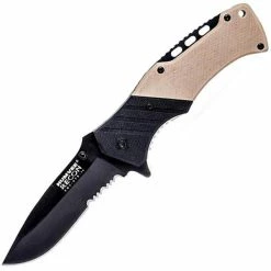 Humvee Tactical Recon 14, Black/Tan G10 Handle & Black ComboEdge Blade
