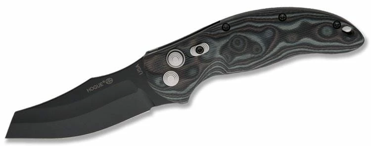 Hogue EX-A04 3.5in,Automatic Knife With Black/Gray G-10 Handle, Black Plain