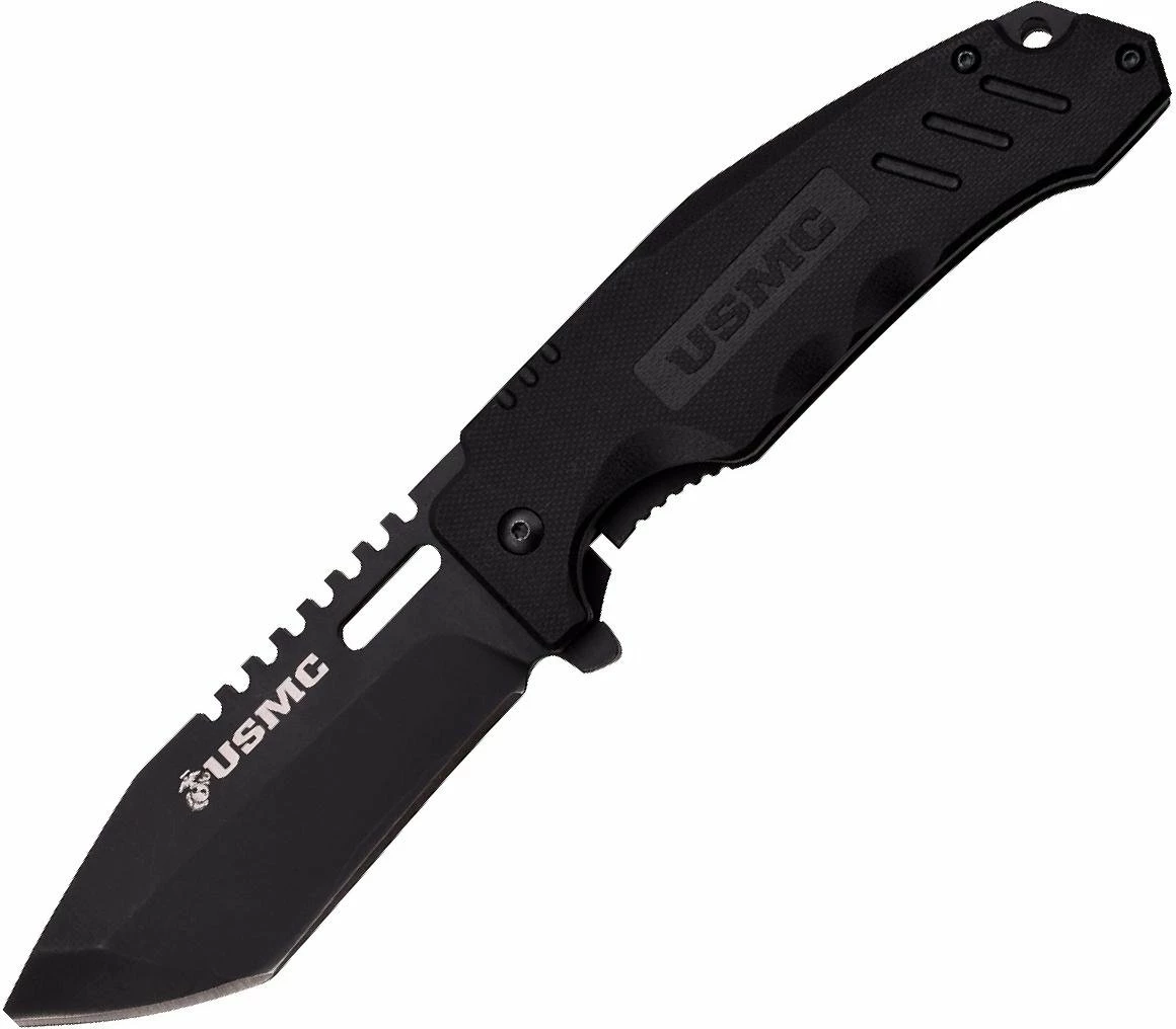 Master Cutlery USMC Elite Folder With Black Titanium Blade And G10 Handle, M-2008BK