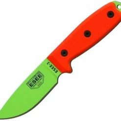 ESEE Knives ESEE-3 Plain Edge, Rounded Pommel, Black Sheath, MOLLE Back, Boot Clip, Paracord