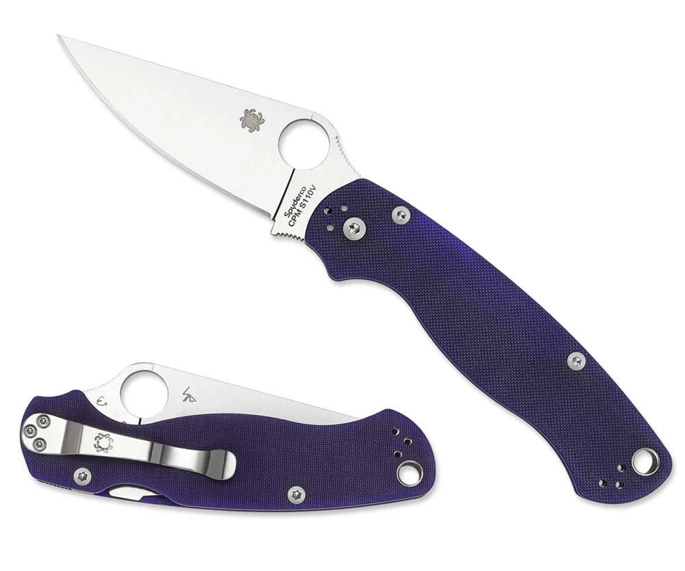 Spyderco Paramilitary 2, 3.4" S110V Blade, Blue/Purple G10 Handle - C81GPDBL2 - Image 3