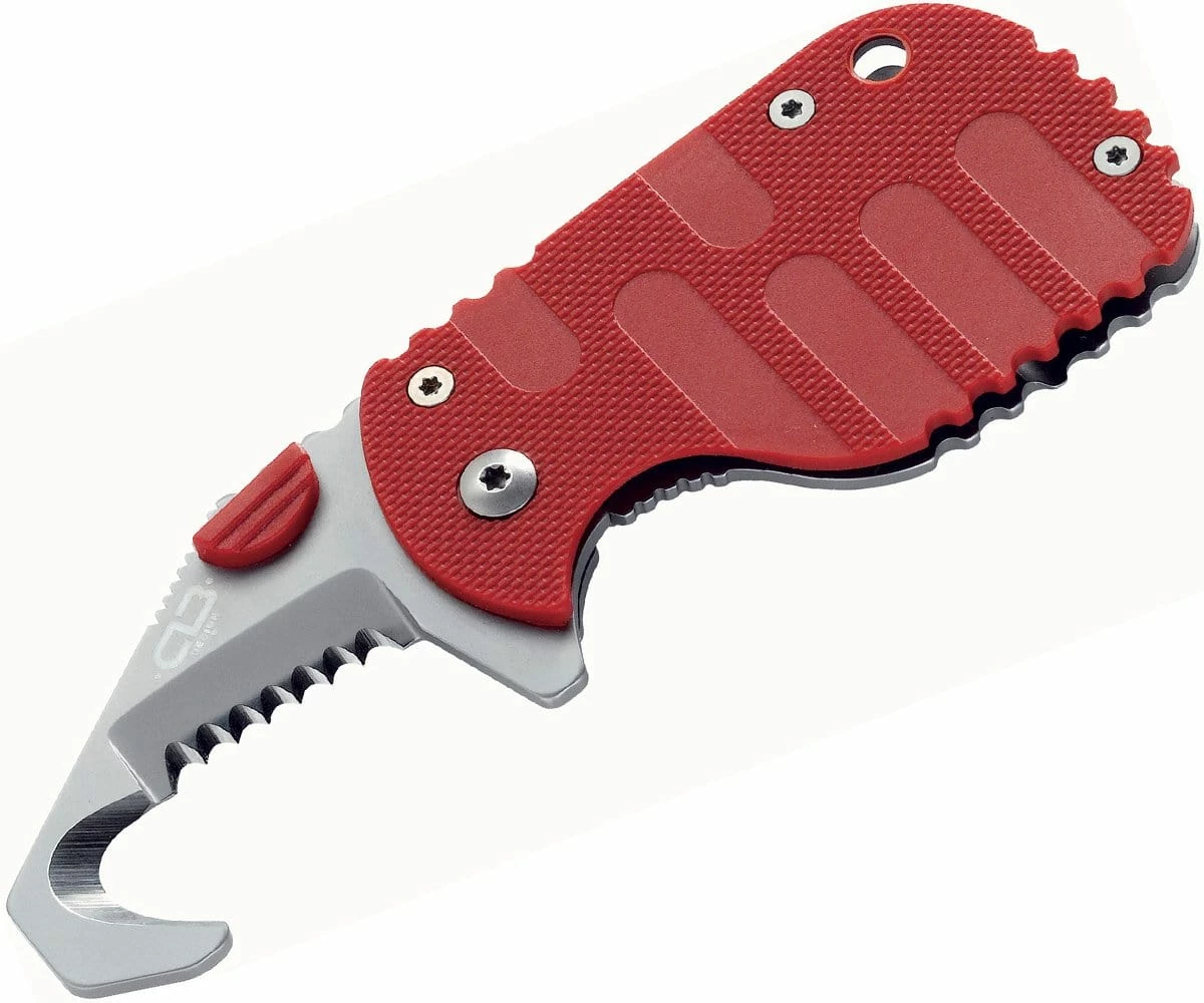 Boker Plus Rescom Rescue Knife, CLB Design, 1.8" Serrated Blade, Red FRN Handles - 01BO584