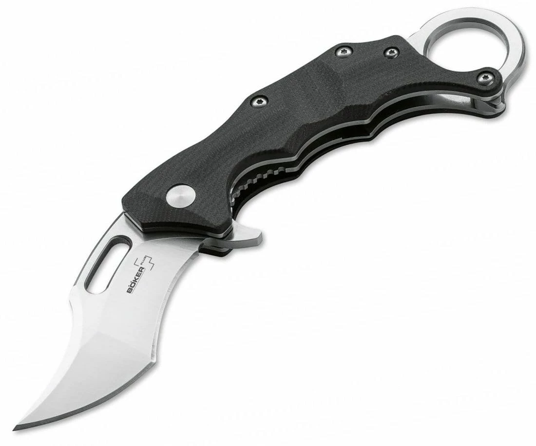 Boker Plus Wildcat Karambit Flipper, 2.88" D2 Blade, Black G10 Handles - 01BO772