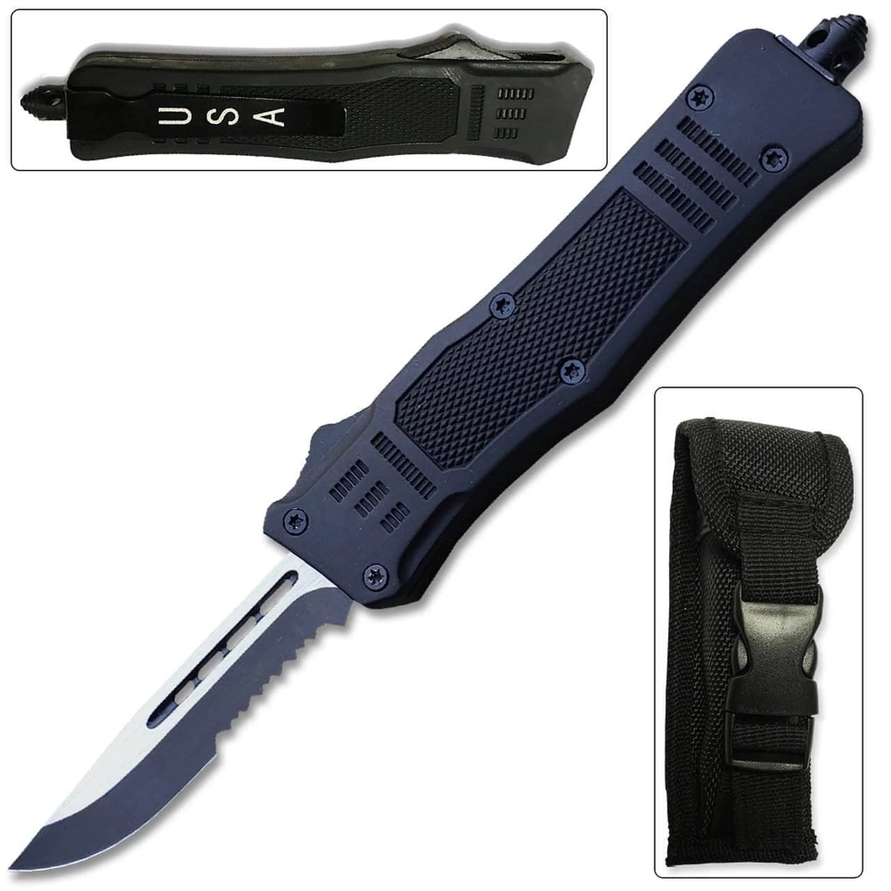 Delta Force OTF Out The Front Automatic Half Serrated Knife - Image 4