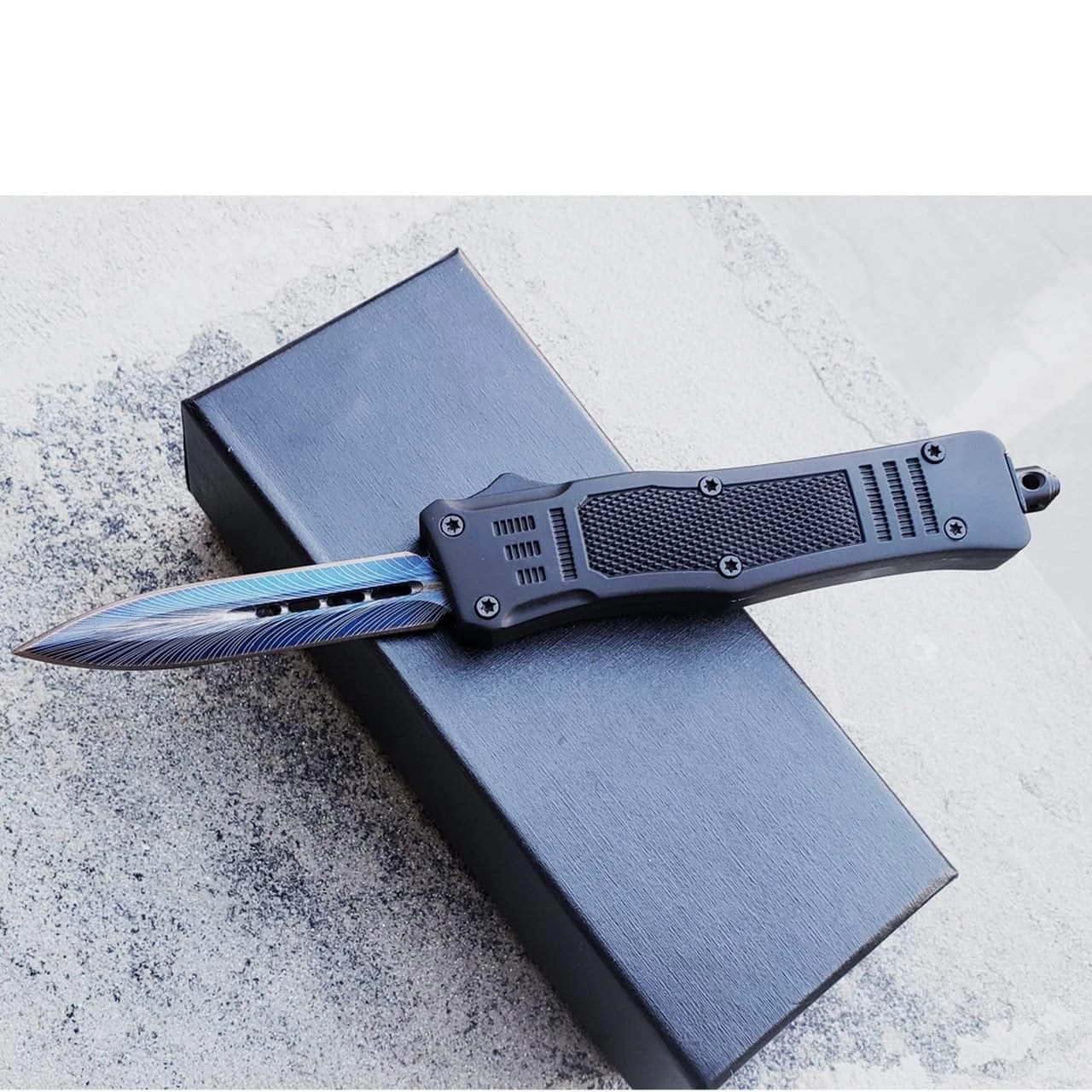 Knife Depot Delta Lightening Blue OTF Out The Front Automatic Double Edge Spear Point Knife - Image 3