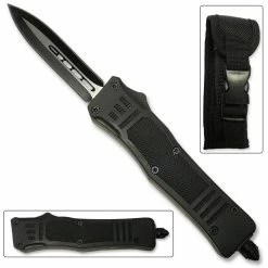 Knife Depot Black Legacy Edge OTF Knife Spear Point, Double Edged Blade