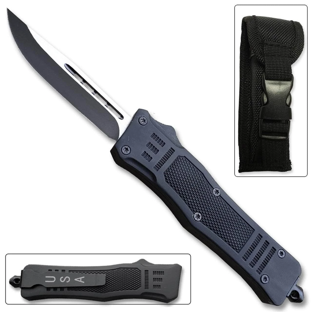Knife Depot OTF Delta Black Straight Edge Knife
