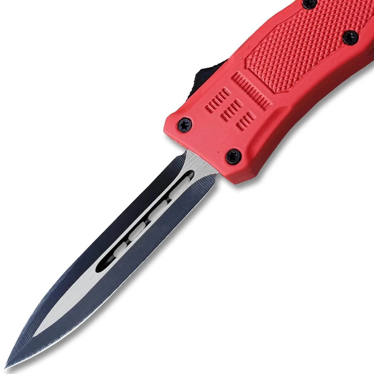 Knife Depot Red Legacy OTF Knife Spear Point, Double Edged Blade - Image 3