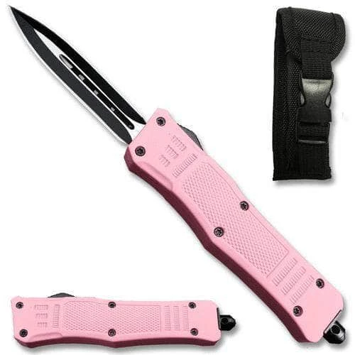 Knife Depot Pink Legacy Edge OTF Knife Spear Point, Double Edged Blade - Image 2