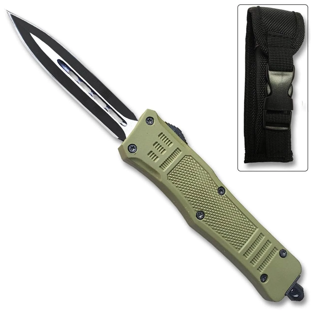 Knife Depot NEW Green Legacy OTF Knife Spear Point, Double Edged Blade - Image 2