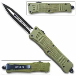 Knife Depot NEW Green Legacy OTF Knife Spear Point, Double Edged Blade
