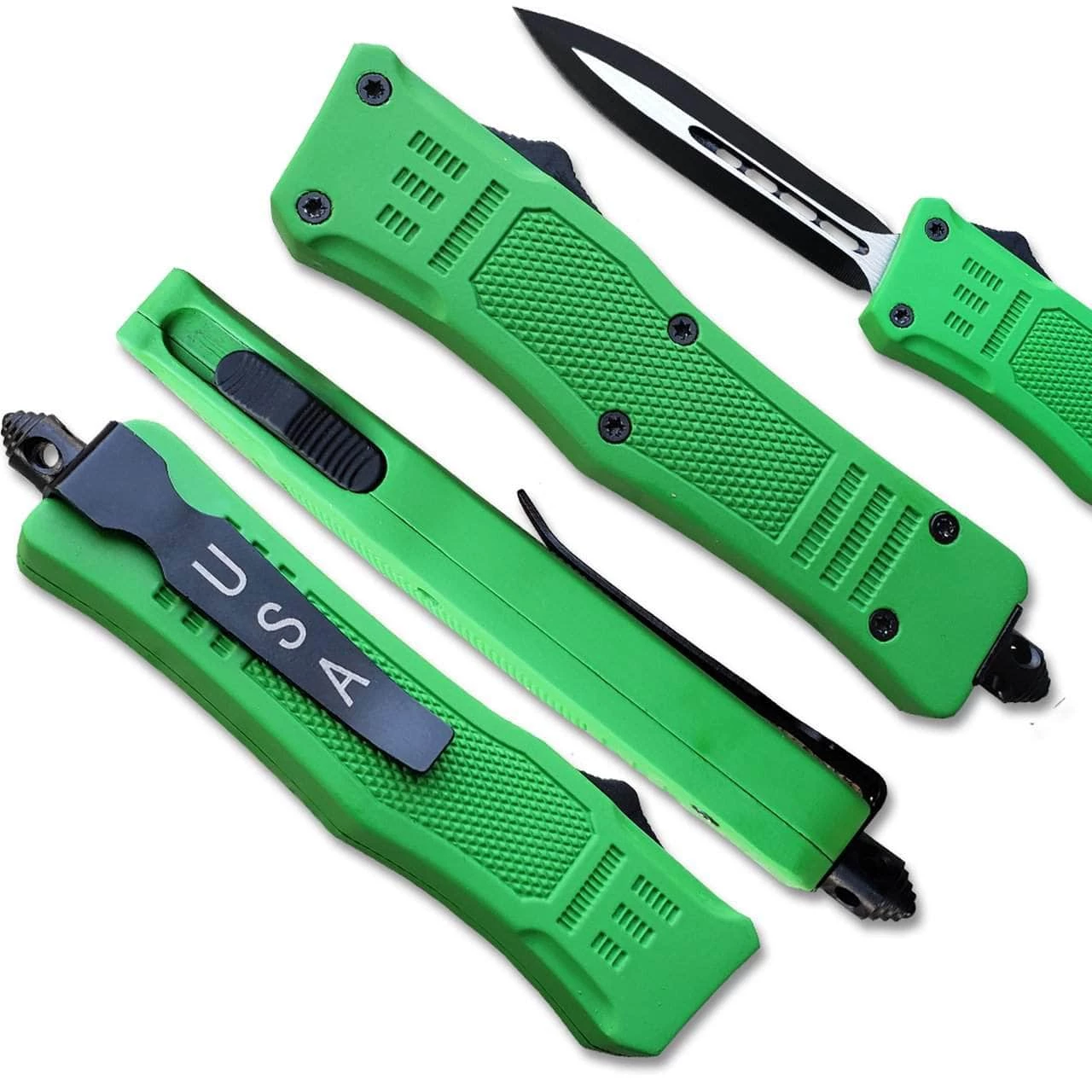 Knife Depot Green Legacy OTF Knife Spear Point, Double Edged Blade - Image 2