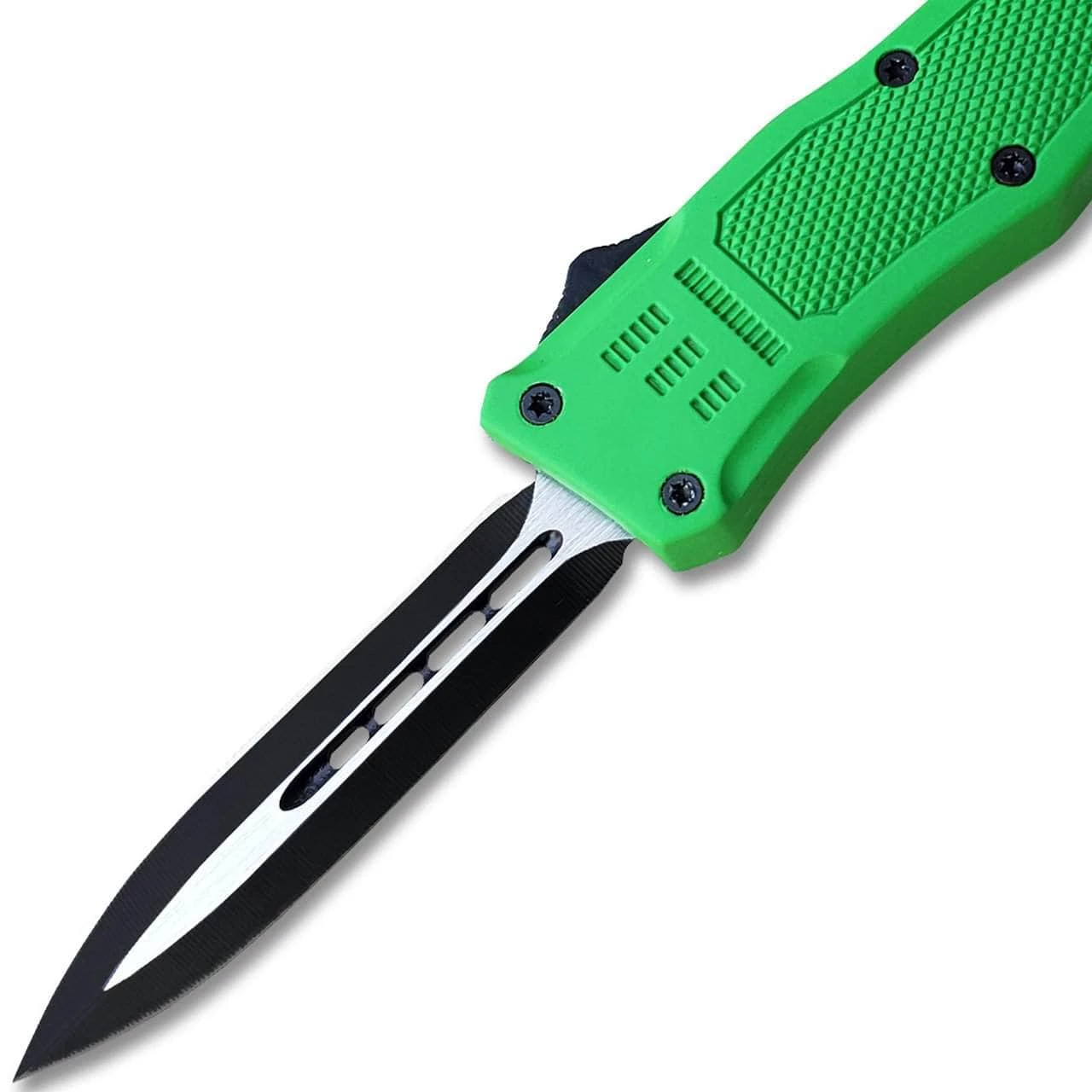 Knife Depot Green Legacy OTF Knife Spear Point, Double Edged Blade - Image 3