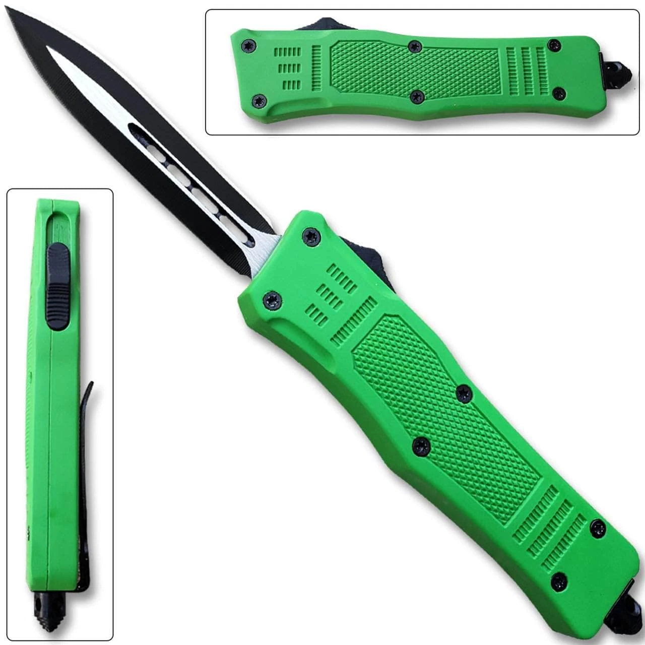 Knife Depot Green Legacy OTF Knife Spear Point, Double Edged Blade - Image 5
