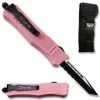 Knife Depot Pink Legacy Edge OTF Knife Tanto Point, Double Edged Blade