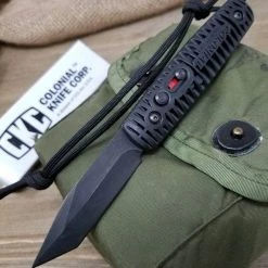 Colonial Knife Company Blackie Collins 108 Automatic Knife, 2.75" Plain Blade, Black Handle