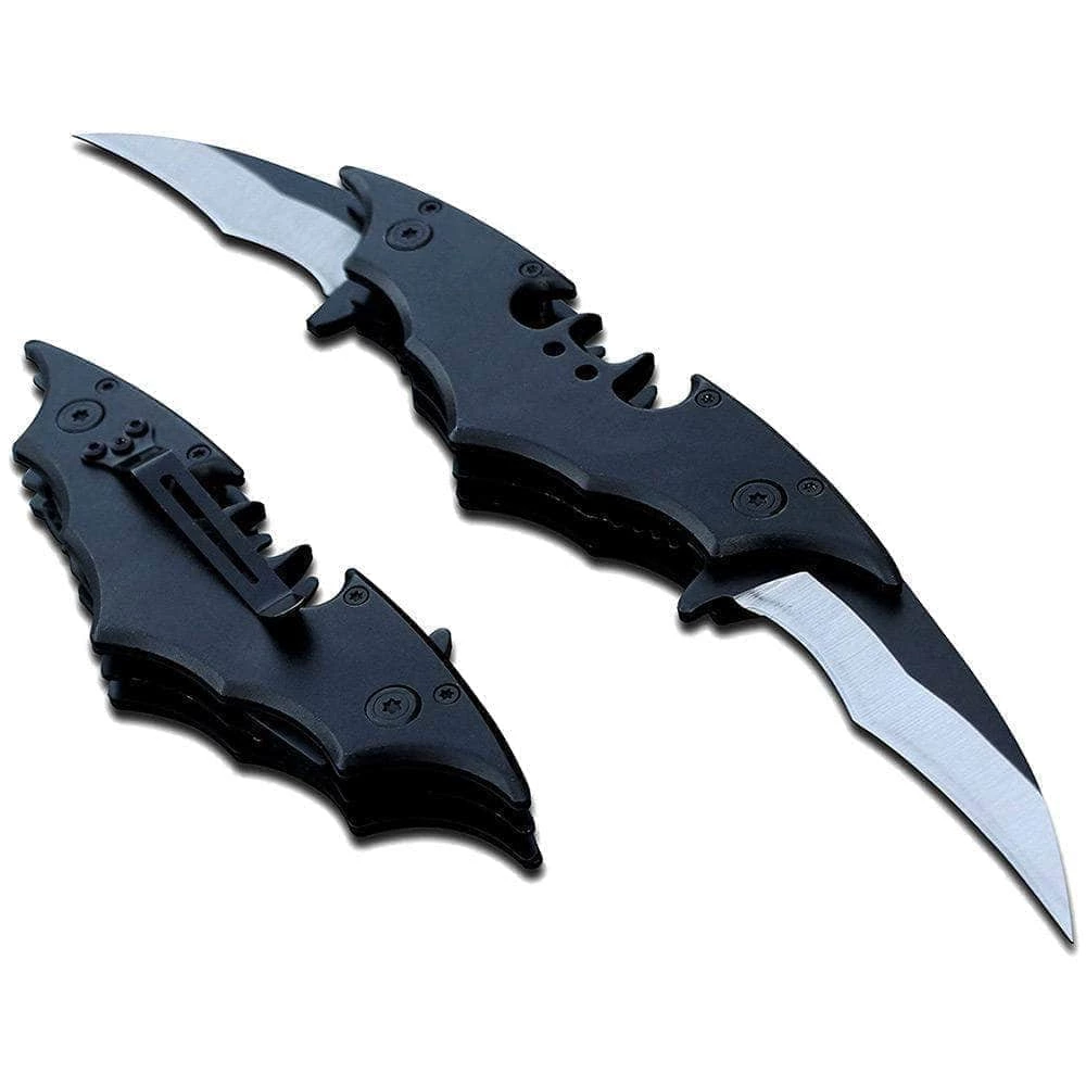 Knife Depot Bat Shape Double Side Blade Spring Assisted Tactical Pocket Man Knife Black