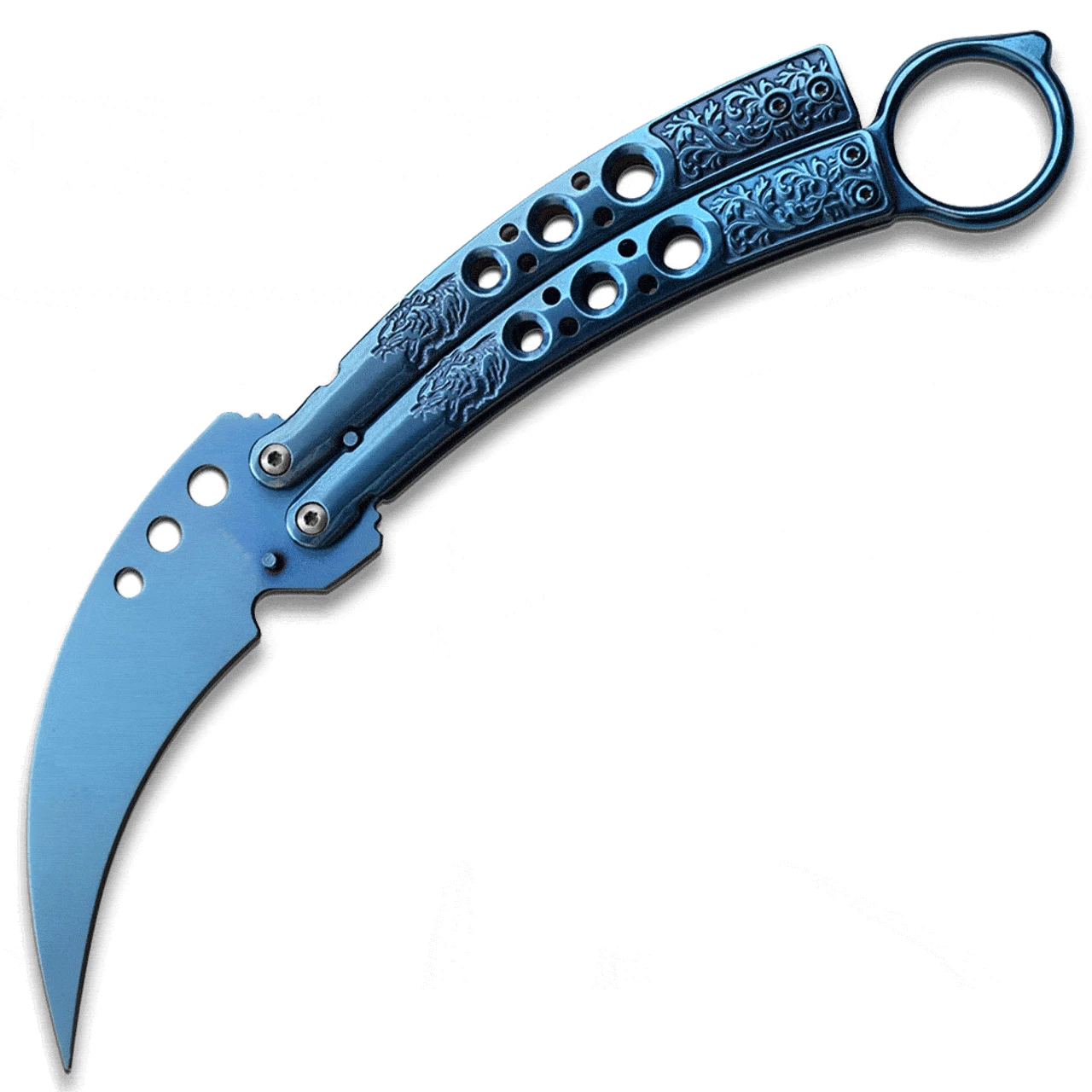 Knife Depot Blue Karambit Tactical Butterfly Knife Sharp Limited Edition