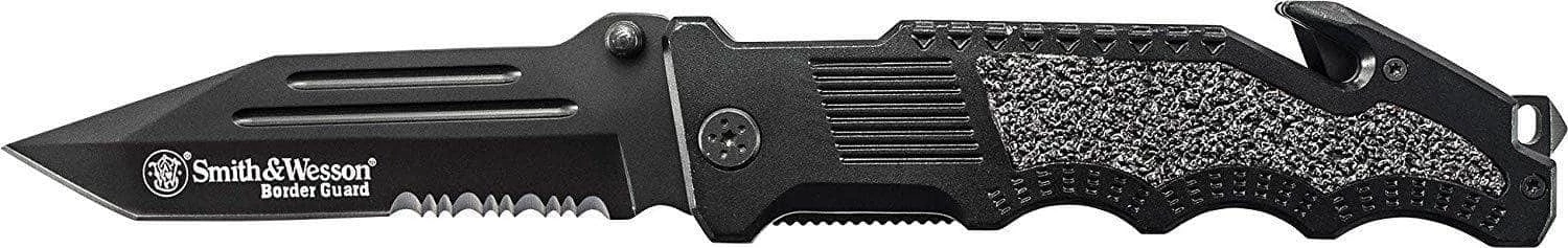 Smith & Wesson SWBG2TS Border Guard 2 Pocket Knife W/Black Coated Partially Serrated Tanto Blade - Image 5