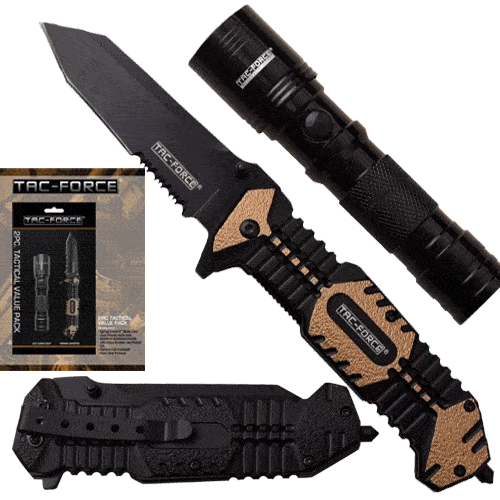 Tac-Force 2 Pcs Tactical Velue Pack Tac Force Assisted Knife W/ LED Light