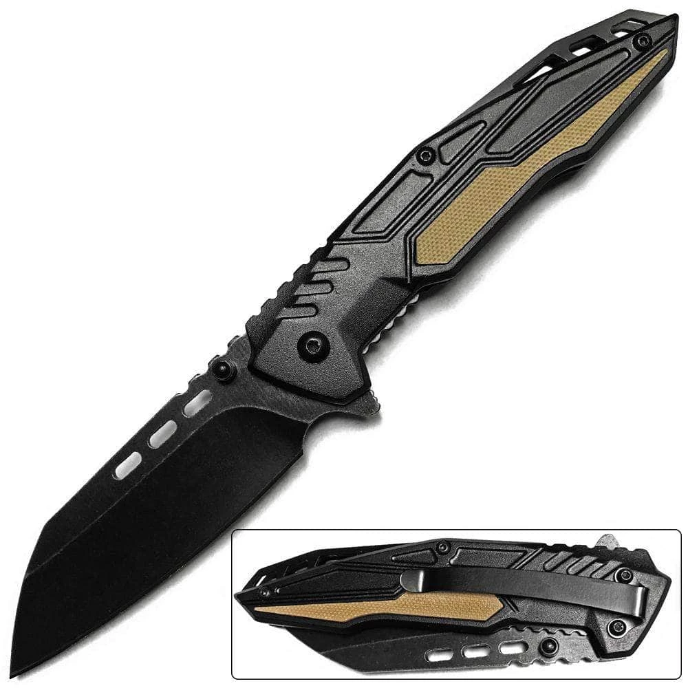 White Deer Tactical TantoStone Wash Blade Knife Gray And Black