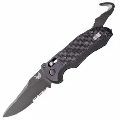 Benchmade Auto Axis Triage Rescue Knife, 3.58" Serrated Blade, Aluminum/G10 Handle - 9170SBK