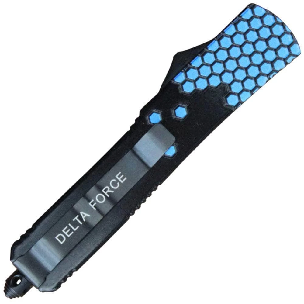 Delta Force OTF Tetris Blue, 3.25" 440 Blade, Blue/Black Handle, Sheath - DF1057BL - Image 2