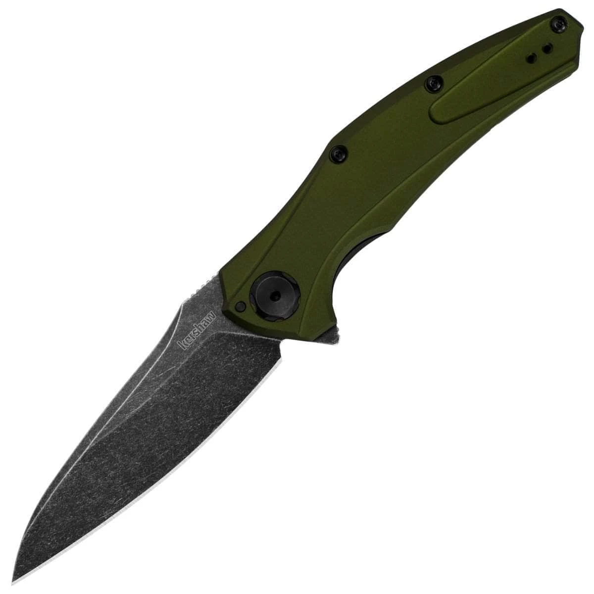 Kershaw Knives Kershaw Bareknuckle, 3.5" 14C28N BlackWash Blade, Olive Aluminum Handle - 7777OLBW
