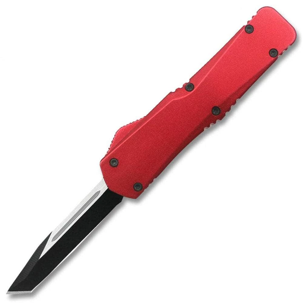 Knife Depot California Legal OTF Dual Action Knife, 1.9" Tanto Blade, Red Handle - T944-RD
