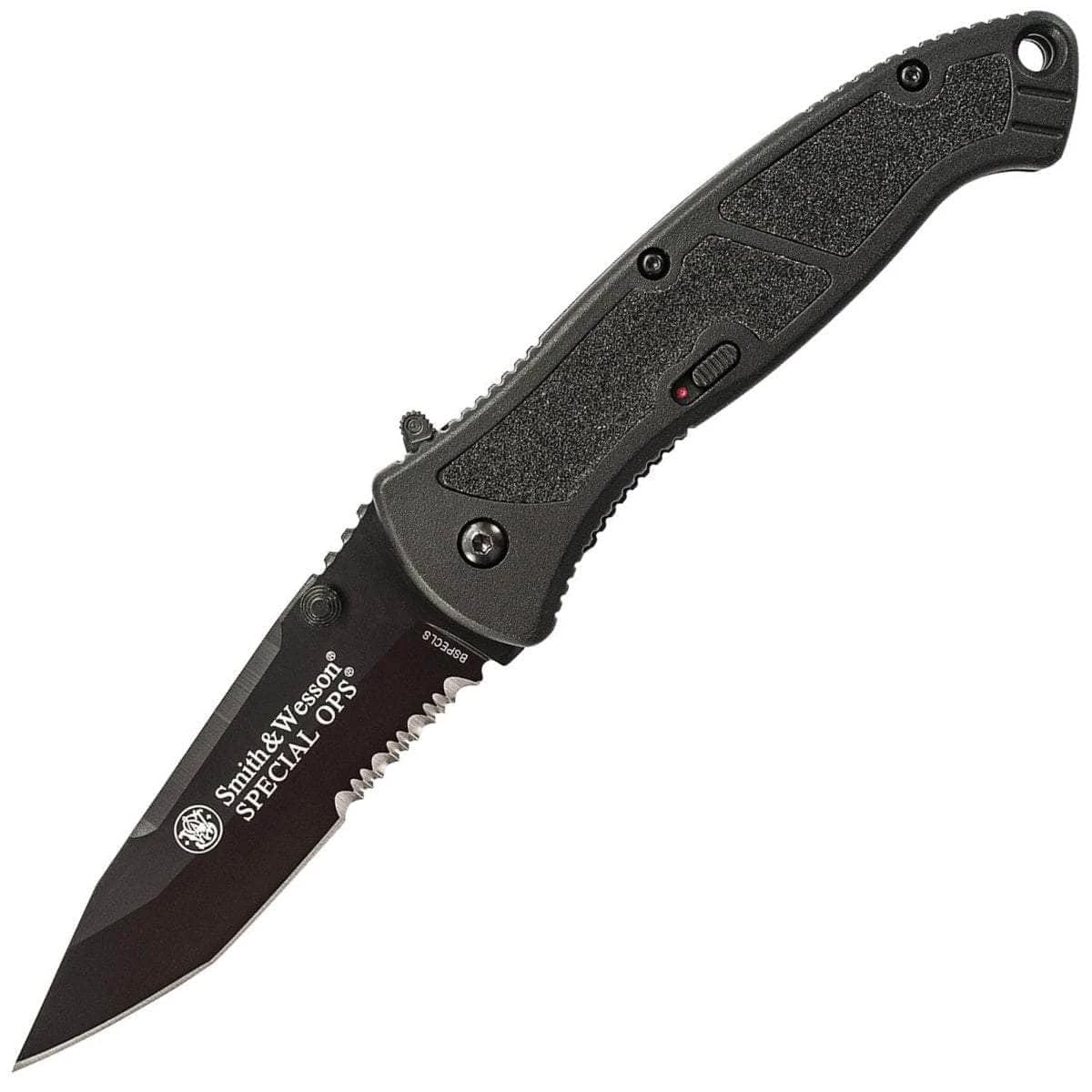 Smith & Wesson Large Special Ops Folder, 3.7" Serrated Blade, Aluminum Handle - BSPECLS