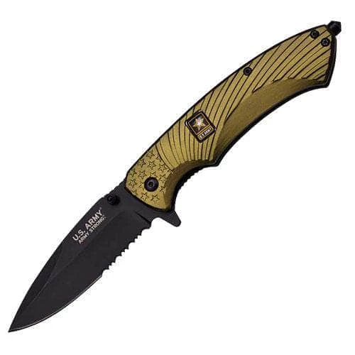 Knife Depot Officially Licensed US Army Spring Assisted Tactical Survival Knife GREEN Serrated - Image 2