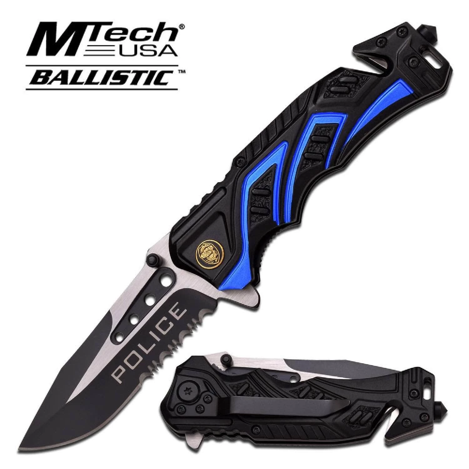 MTech Assisted 3.5 In Blade Black-Blue Aluminum Hndl MT-A865PD