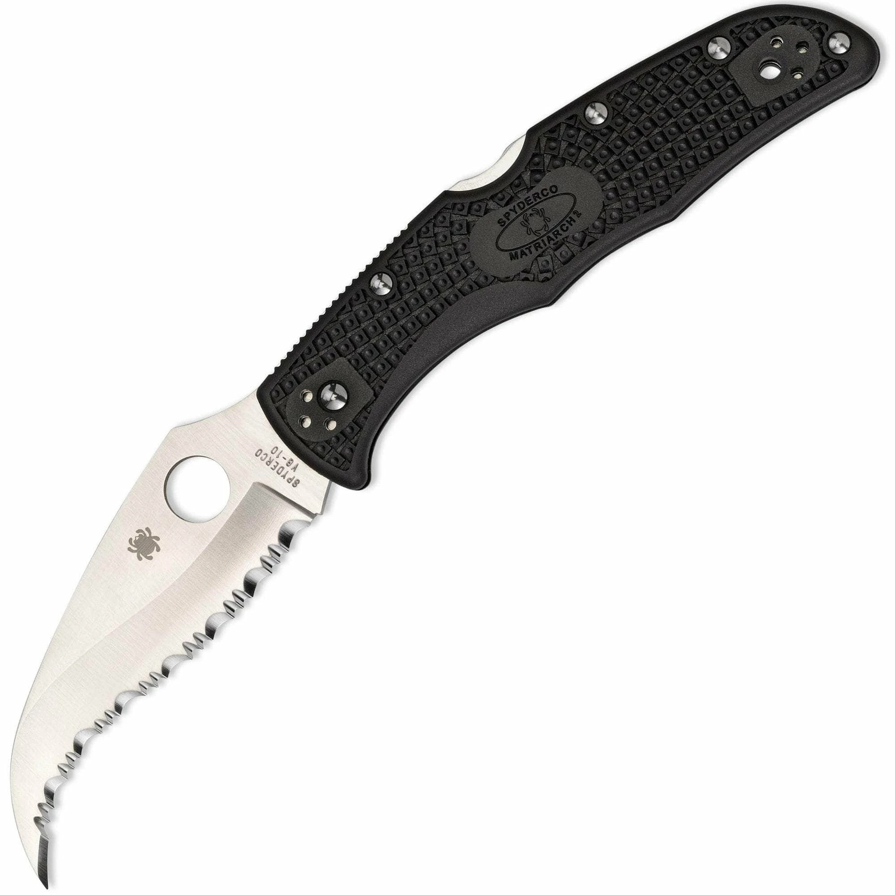 Spyderco Matriarch 2, 3.55" VG-10 Serrated Blade, Black FRN Handles - C12SBK2
