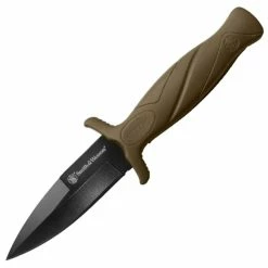 Smith & Wesson FDE Boot Knife, 2.95" Blade, Rubberized Plastic Handle - 1100072